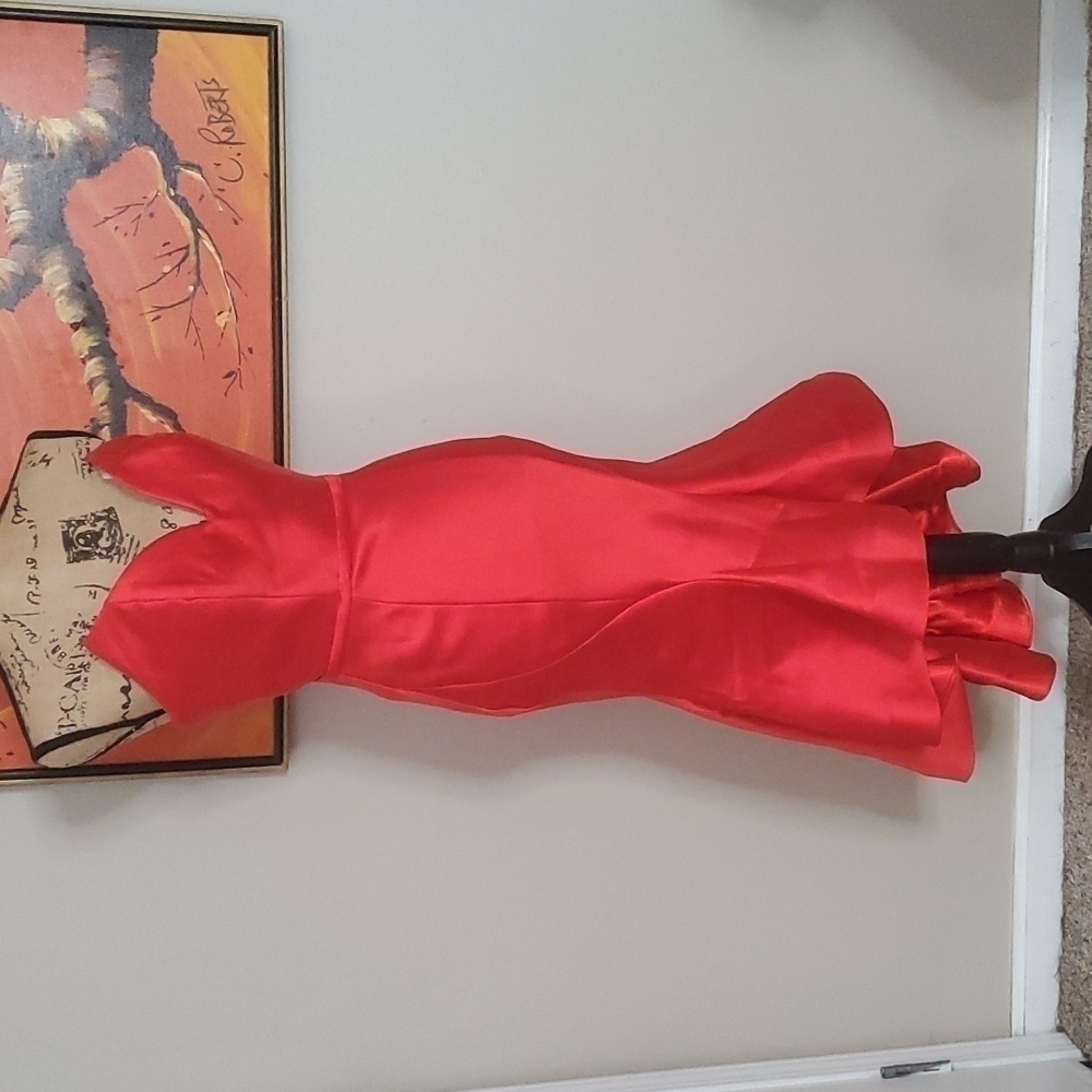 COPY - Rachel Allan Red Midi Length Mermaid Cocktail Prom Pageant Dress Size 4 …